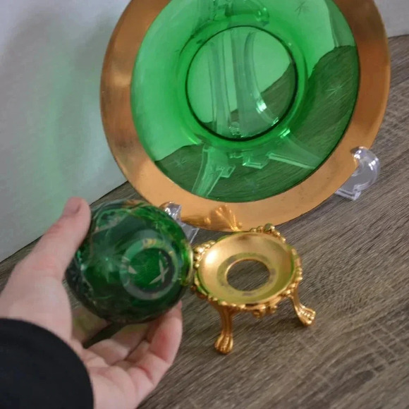 Vtg  Green Crystal Egg - Picture 5 of 7